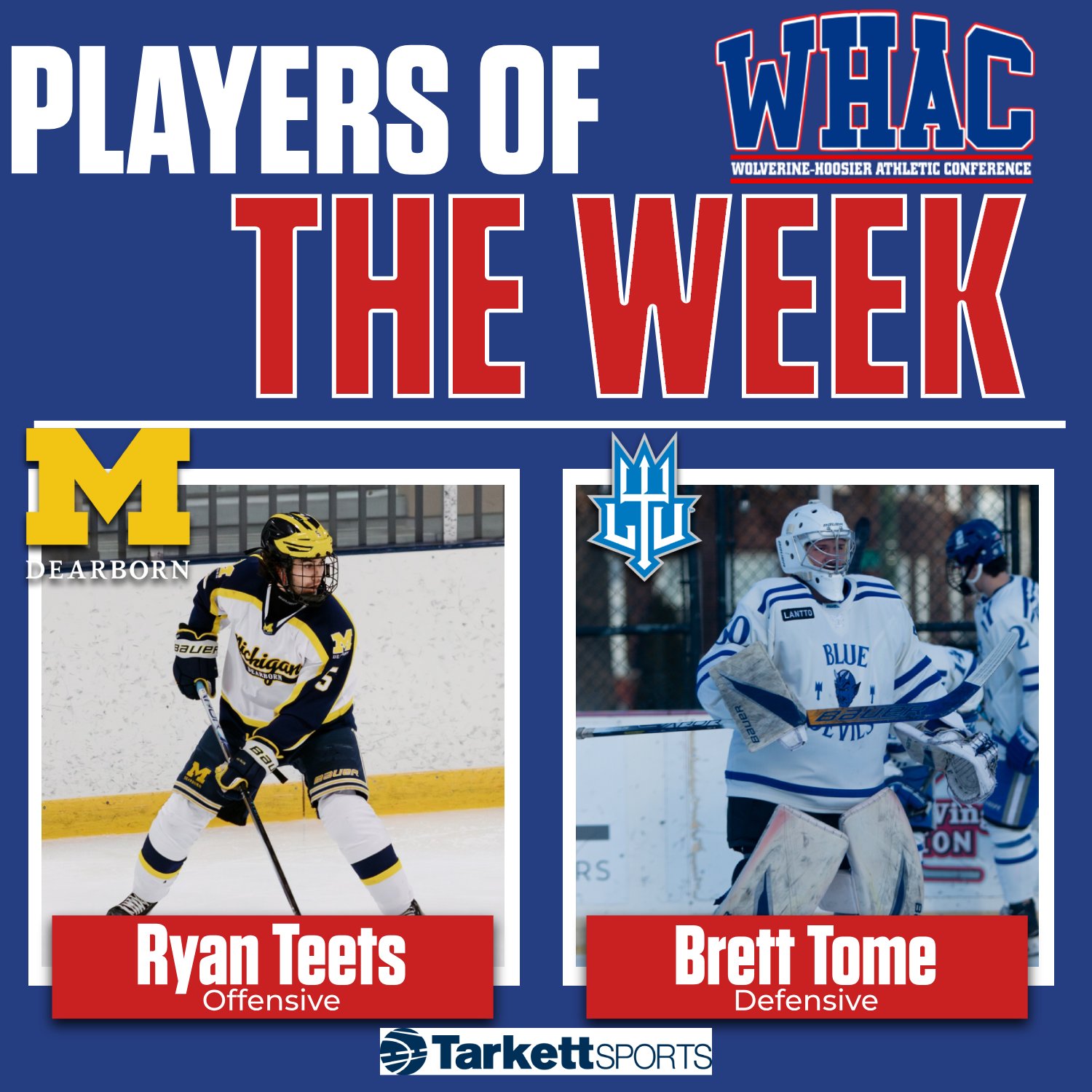 Teets and Tome Named Hockey Players of the Week