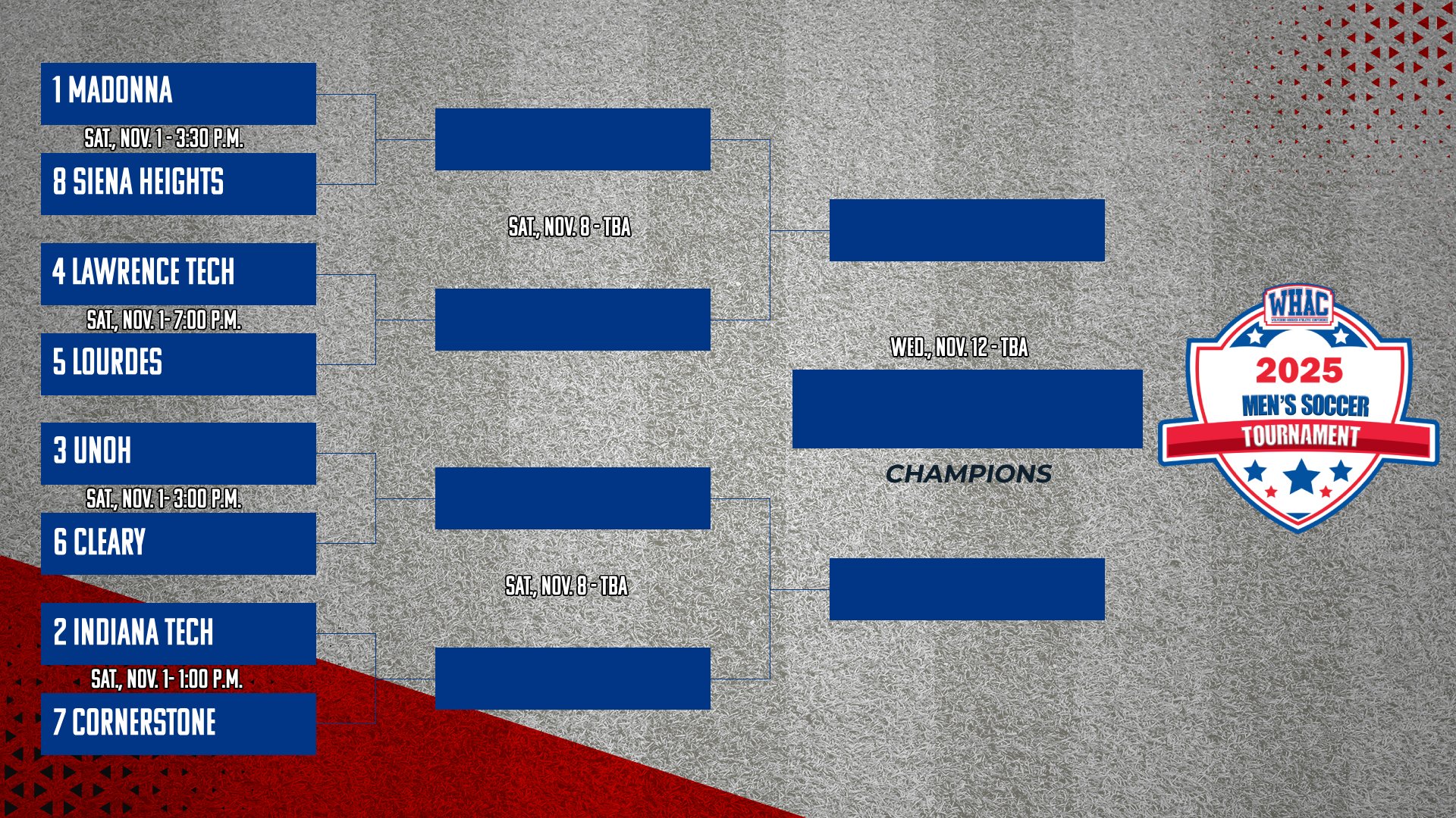 Men's Soccer Tournament Bracket Set