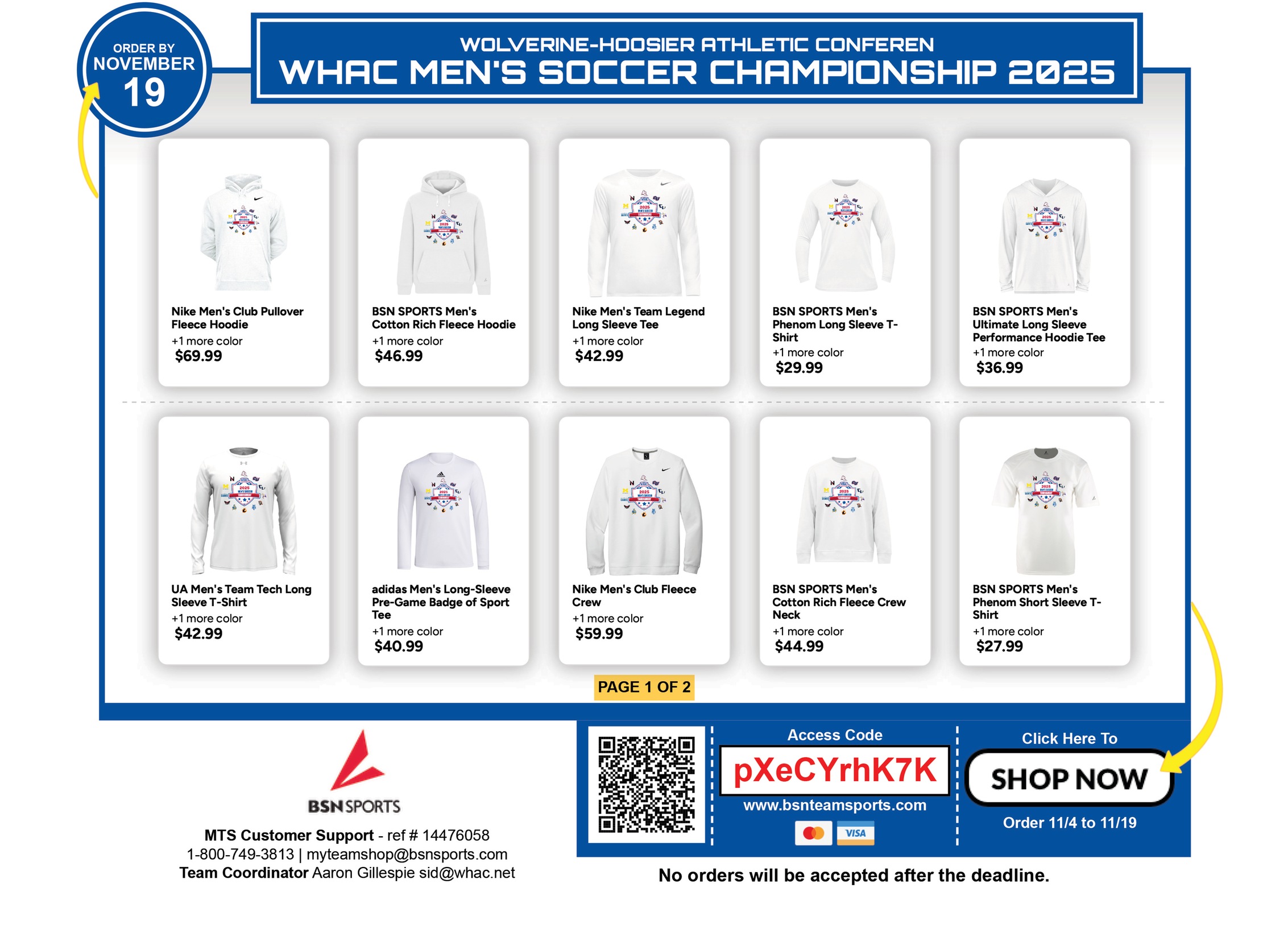 WHAC Men's Soccer Championship Gear Store Now Open