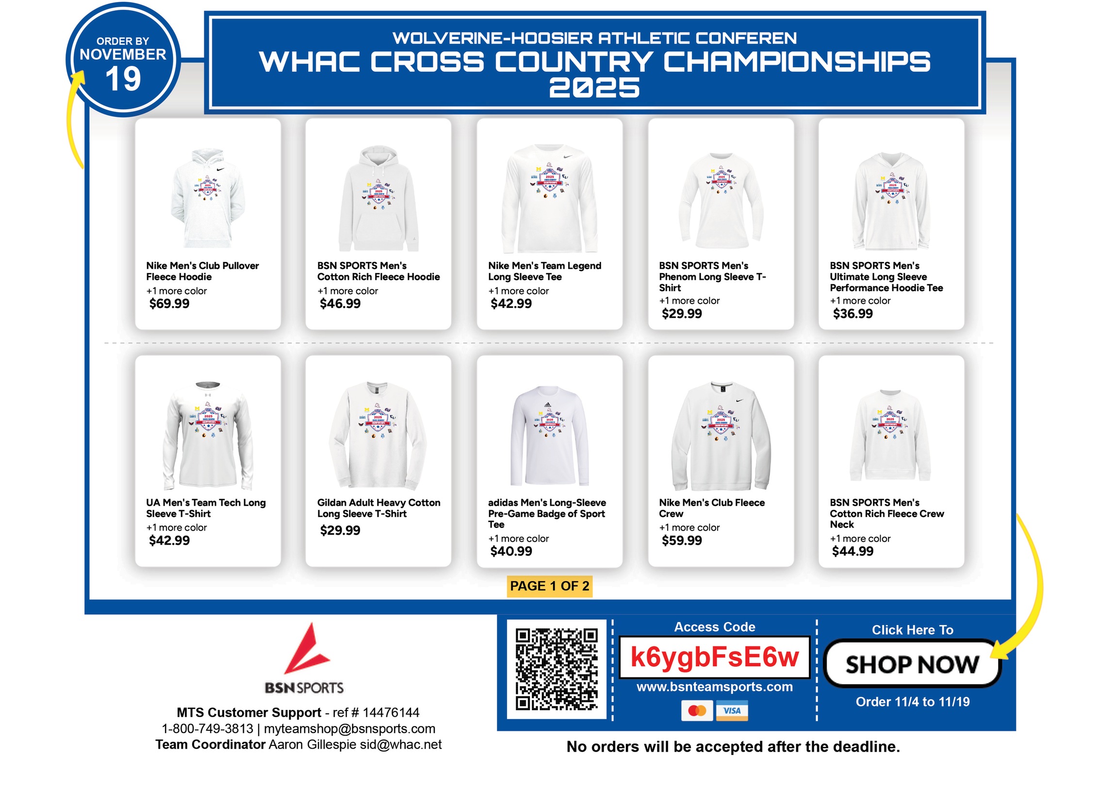 WHAC Cross Country Championship Gear Store Now Open