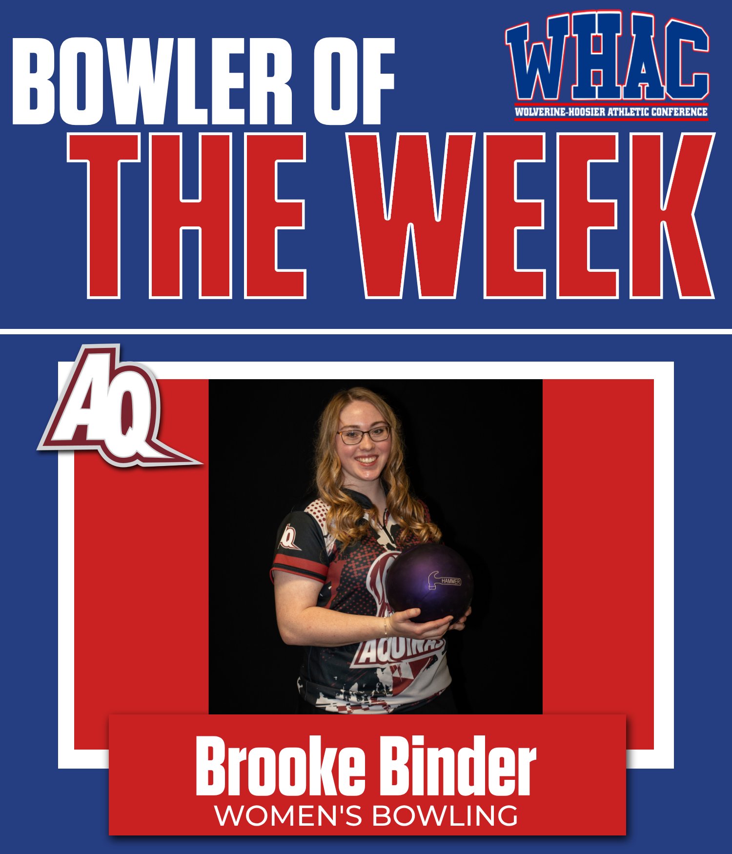AQ's Binder Named Women's Bowler of the Week