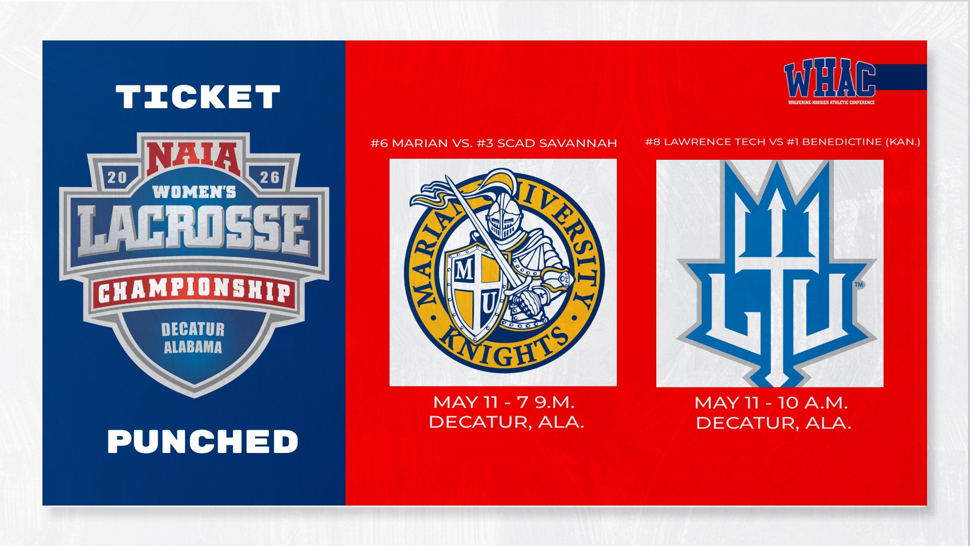Marian and Lawrence Tech Punch Tickets to NAIA Women's Lacrosse Nationals