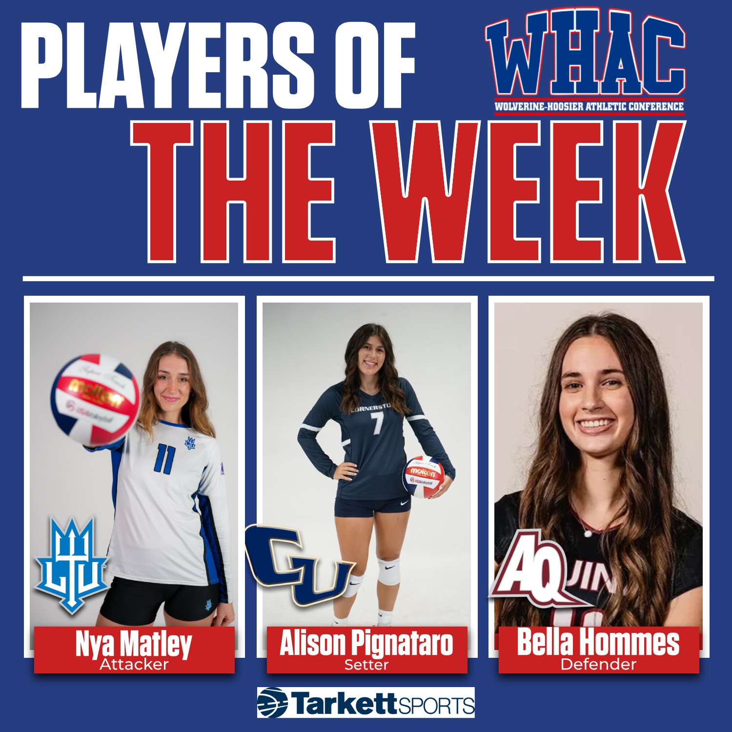 Matley, Pignataro and Hommes Win WVB Weekly Honors